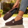 thumbnail image 6 of Miluxas Womens Suede Loafers Slip On Ballet Flats Pearl Decor Comfortable Lightweight Walking Shoes Low Top Square Toe Shoes Brown 6.5(38), 6 of 9