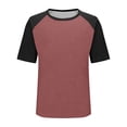 thumbnail image 6 of AOOCHASLIY Women's Color Block Raglan Sleeve Short Sleeve Top Casual Lightweight Spring Summer Fashion Blouse for Daily Office Weekend Gathering Street Vacation Outings, 6 of 8