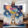 thumbnail image 2 of Happy New Year with Maine Coon Fireworks Holiday Xmas Winter 2025 Quilt Blanket Cat Lover Kitten Owner Gifts Cozy Comforter Throw Blanket - 00025, 2 of 5