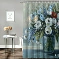 thumbnail image 2 of JEUXUS Vintage Flowers Blue White Flowers in Vase Blue Ocean Background Durable and Washable Shower Curtain Multiple Sizes White, 2 of 6