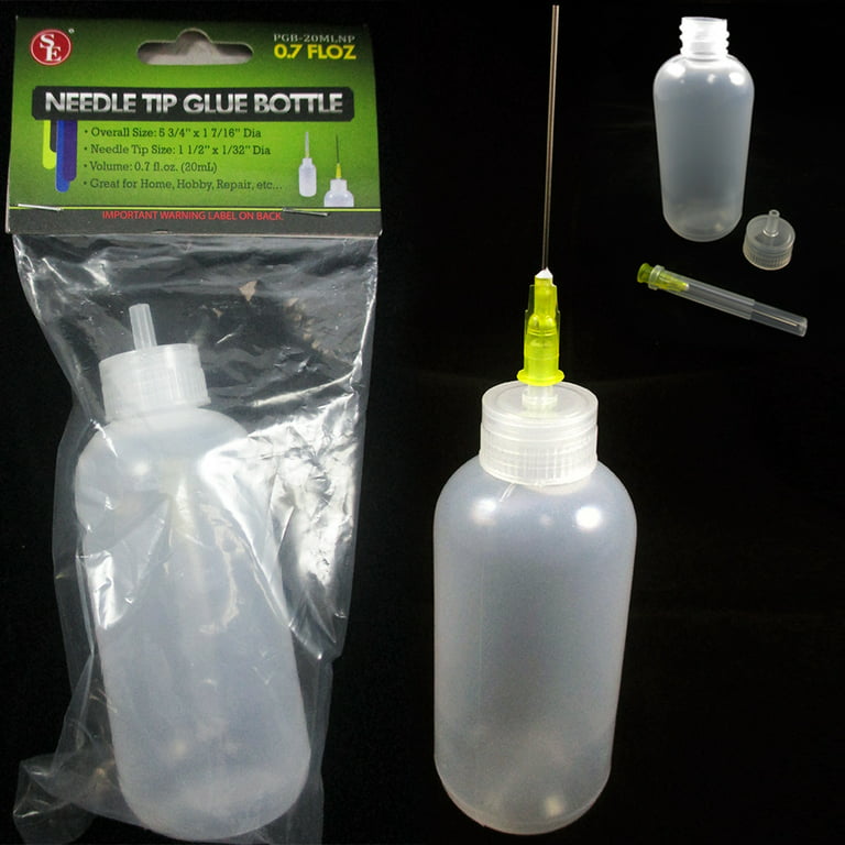 2 Needle Tip Bottle Liquid Flux Dispenser Oil Solvent Applicator Dropper 0.7 fl oz, Clear