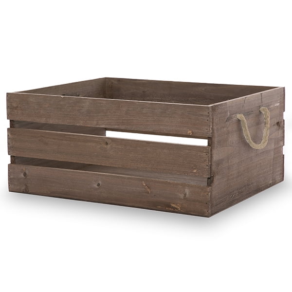 OLD WOODEN APPLE CRATE WITH ROPE HANDLES CARRIER STORAGE BOX... HAMPER 