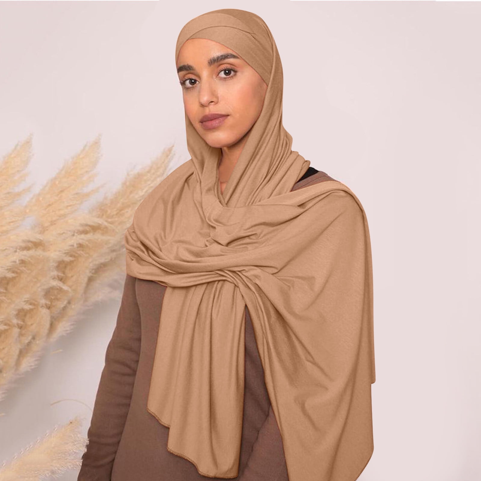 GEZHEN Muslim Head Scarf Solid Color Long Scarf Wrap Scarves