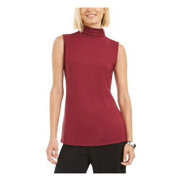 ALFANI Womens Burgundy Sleeveless Mock Top Size: XL