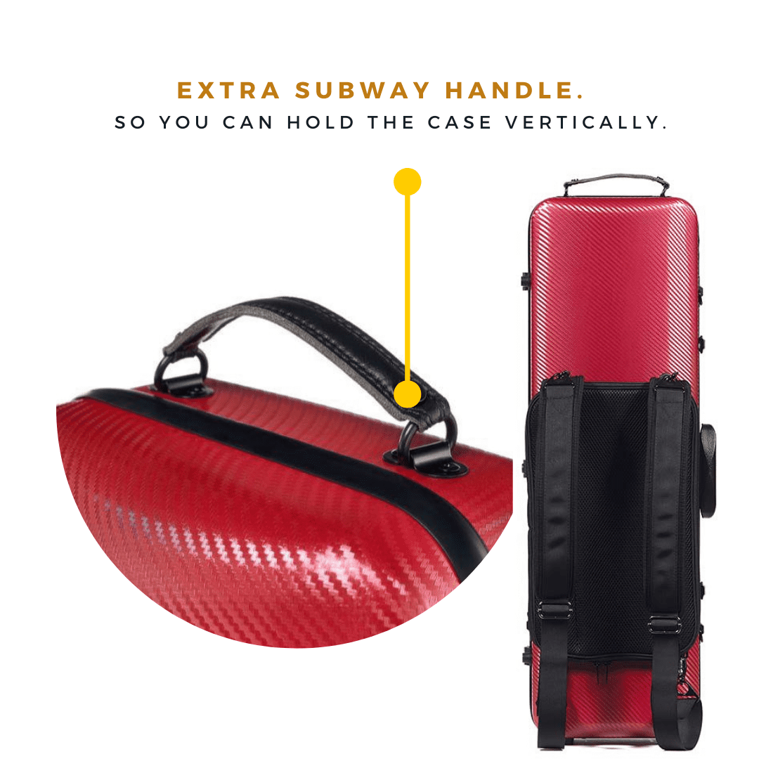 PURE by GEWA Polycarbonate 2.4 Oblong Violin Case - Red/Black - Subway Handle