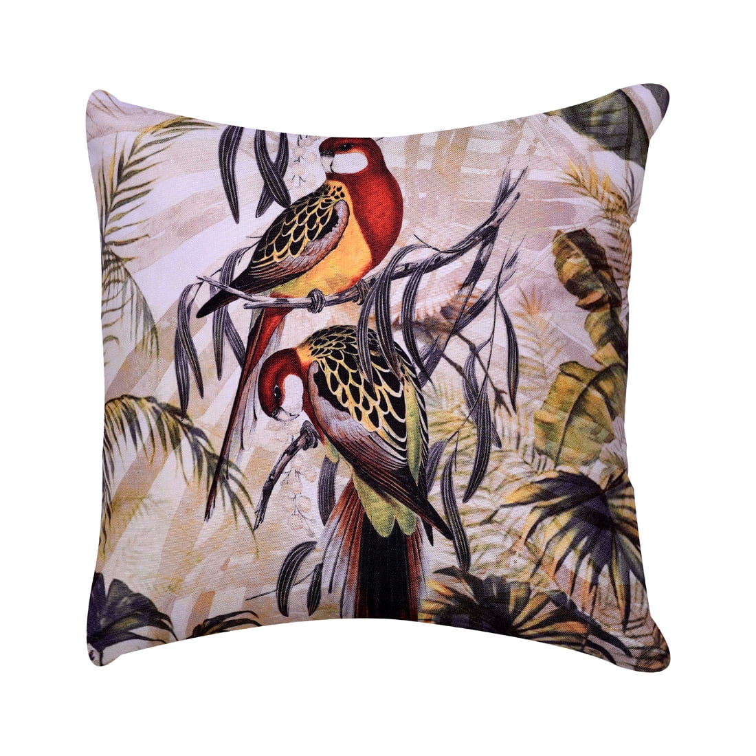 Throw Pillow Covers - Set of 4 Decorative Birds Printed Design Cushion Case for Home Decor Sofa Couch Chair Bed Patio Living Room Bedroom Car Office - 18x18 Inches
