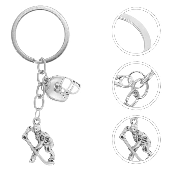 Niceauty hockey charm keychain Hockey Player Keychain Metal Backpack Pendant Decoration 1Pack for Men Women