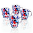 thumbnail image 3 of STP GOODS Bullfinches Glass Mug Set of 4 pcs 11.8 fl oz (350 ml) Tea Mugs for Hot Beverages Coffee and Tea Mugs for Latte Cocoa Chocolate Glass Drinkware, Service for 4, Blue and Red, 3 of 8