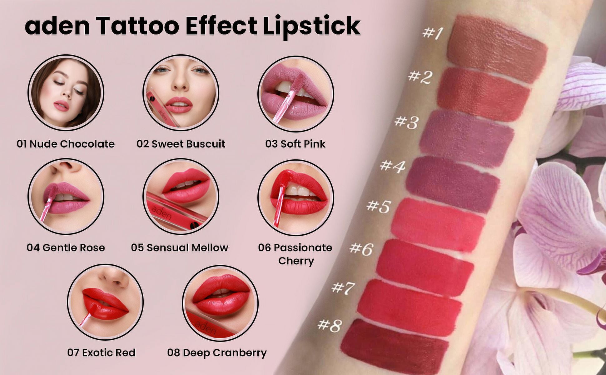 aden Tattoo Matte Lipstick - 7ML -  (01 Nude Chocolate)