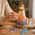 thumbnail image 6 of Sea‑Glass Lighthouse Kit, 3D Glowing Coastal Decor with LED Light Adult DIY Nautical Craft Mzrulpne, 6 of 8