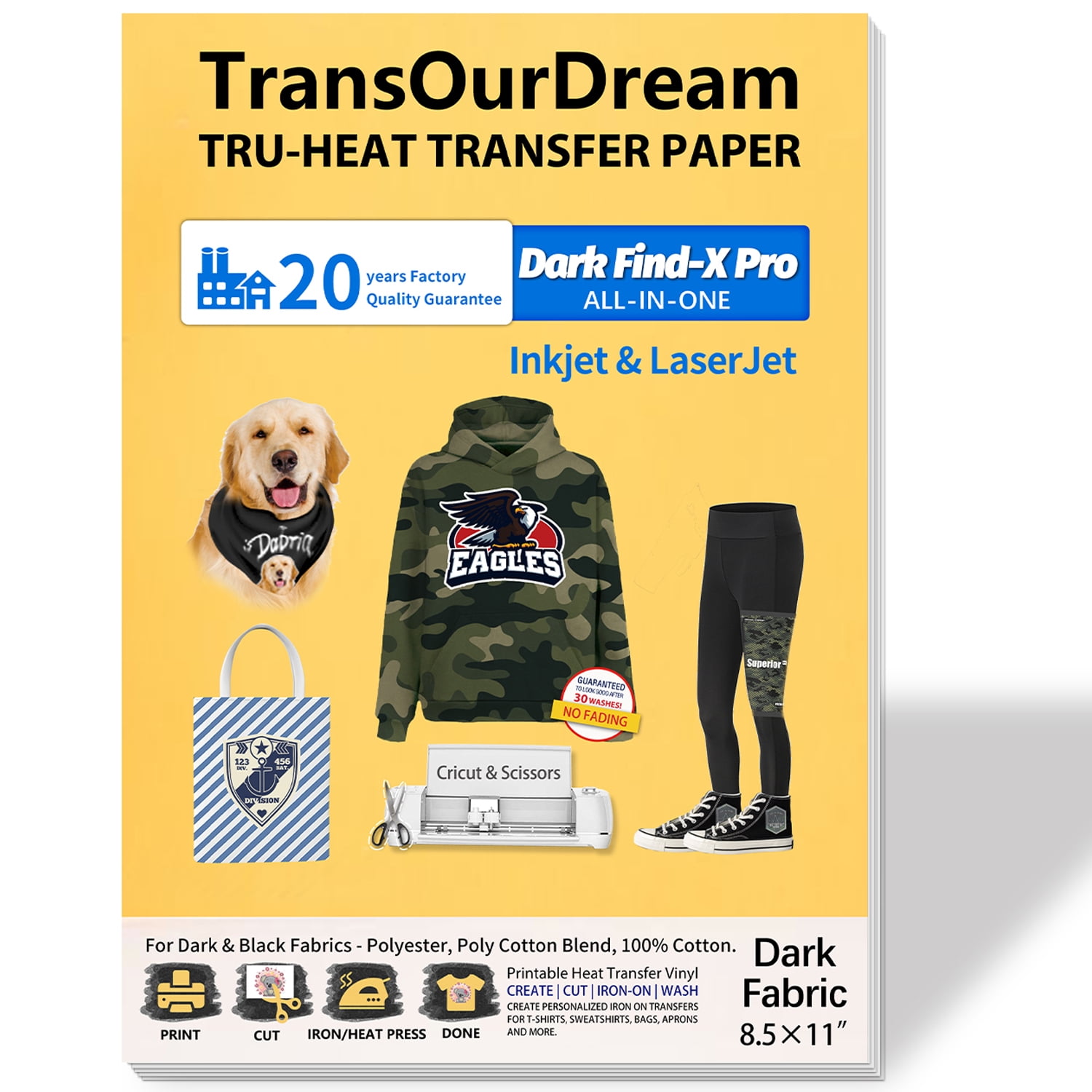 TransOurDream Dark FindX Pro Printable Heat Transfer Vinyl Paper for