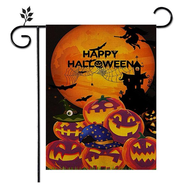 Bandera de jardín de Halloween, bandera de cosecha de arpillera, decoración de Acción de Gracias de otoño (Halloween 7)