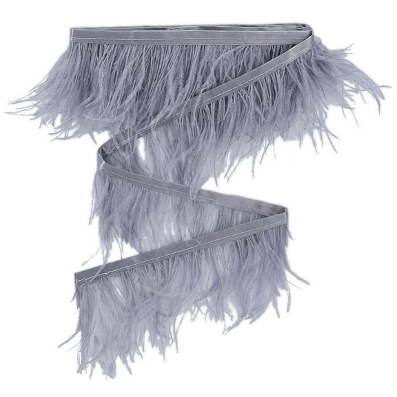 2M Fashion Ostrich Feather Trimming with Cloth Band Ornament Accessories Slate Gray 80~100mm