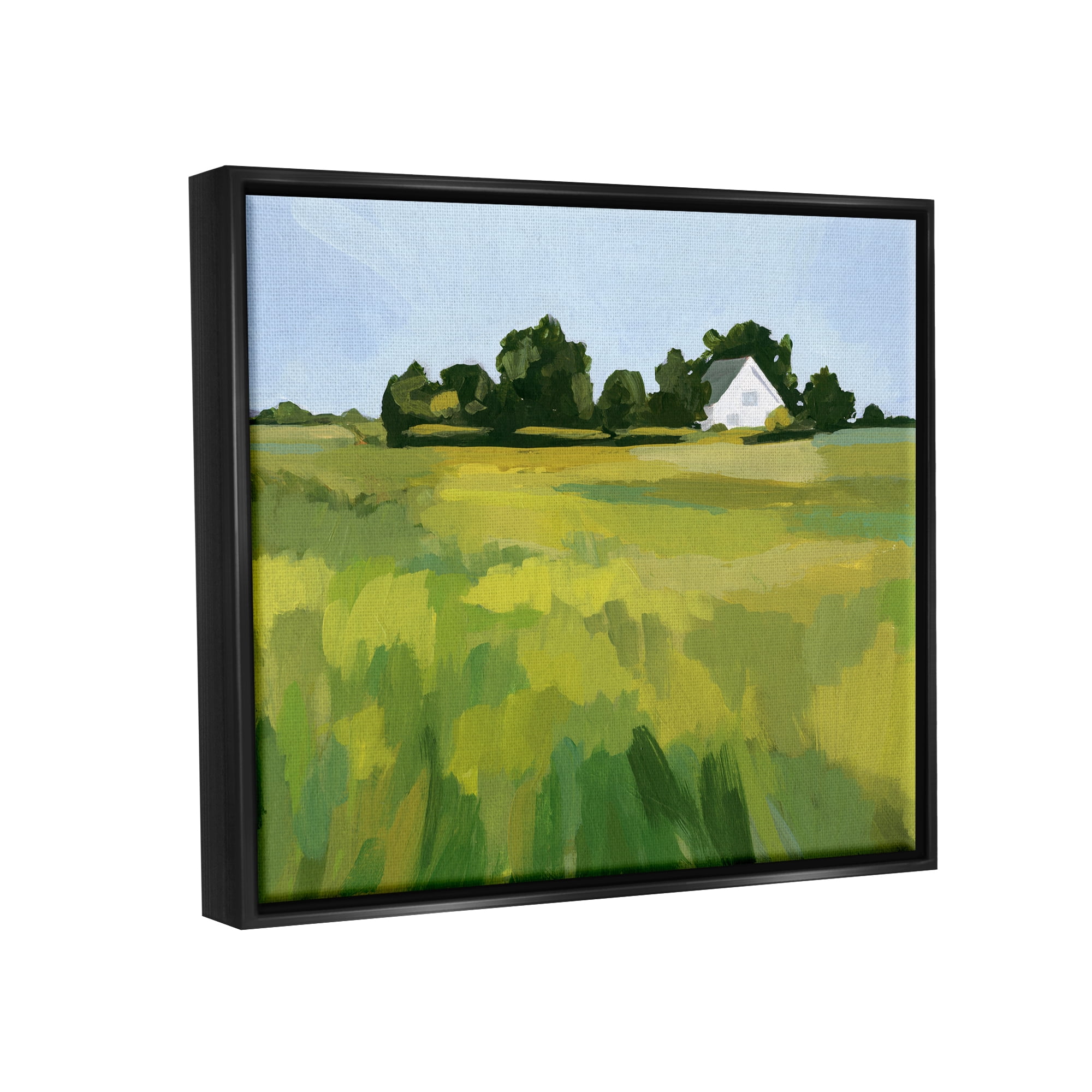 Stupell Countryside Meadow Abstract Painting Landscape Painting Black Floater Framed Art Print Wall Art