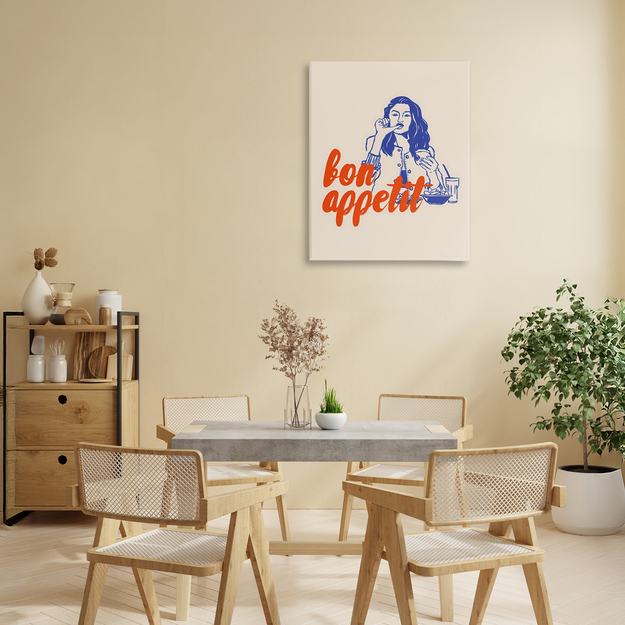 Stupell Industries Bon Appetit Woman Enjoying Meal Canvas Wall Art, design by The Prints Vibe