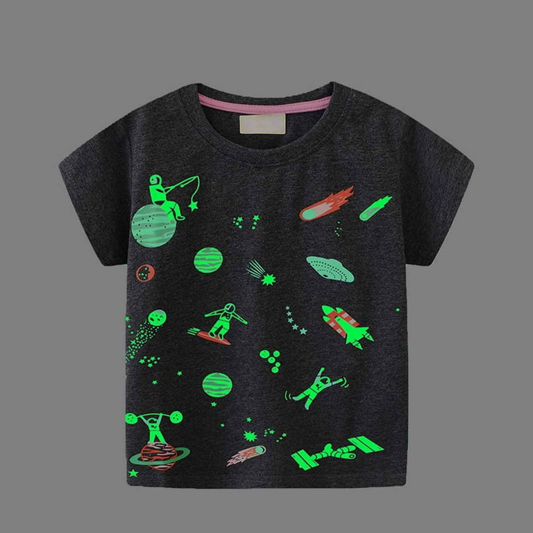 Zwiiyzr Toddler Boys T-Shirt Short Sleeve Glow In The Dark Shirt