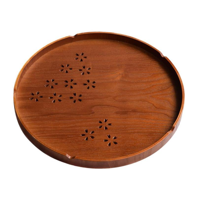 Details about   Checked Wooden Tea Tray Round Bread Pan Dessert Saucer Plate Food Serving Home 