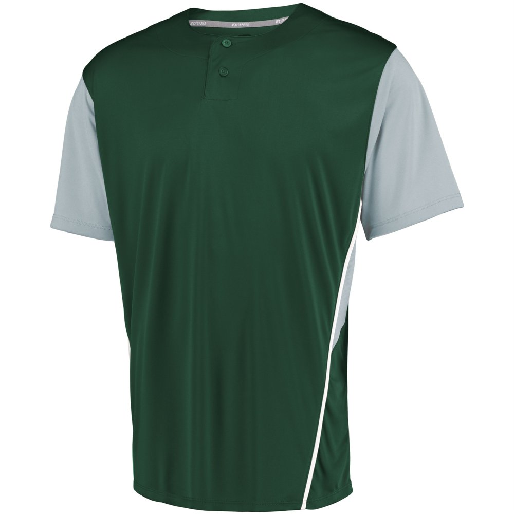 Youth TwoButton Placket Jersey L / DARK GREEN/BASEBALL GREY by
