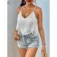thumbnail image 4 of Womens Western Cowgirl Fringe Top - Country Concert Outfits Festival Tassel Hem Boho Rodeo Camisole Rave Tank Shirt White XXL, 4 of 6