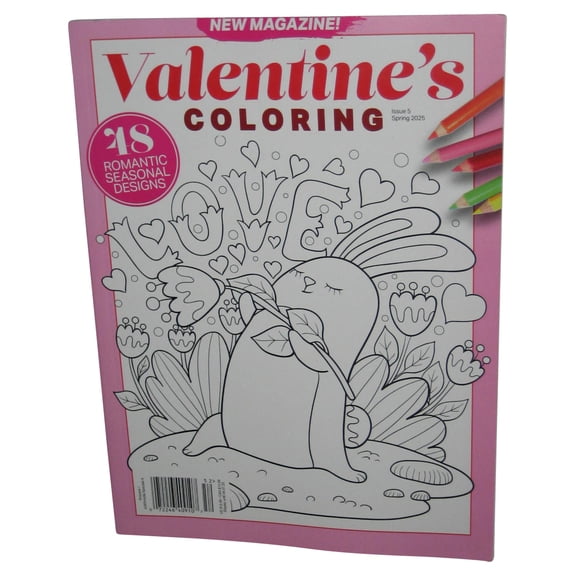Valentine's Day Coloring (2025) Magazine Paperback Book - (48 Romantic Seasonal Designs)