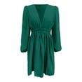 thumbnail image 4 of Women's V Neck Flounce Dress - Elegant Ruffle Details, Polyester Fabric, Layering with Leggings, Spring/Fall Casual to Semi-Formal, 4 of 4