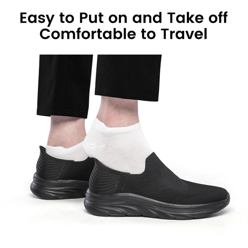vibdiv Men's Hands Free Slip on Walking Shoes Lightweight Comfortable Tennis Casual Sneakers zapatos de hombre All Black Size 9