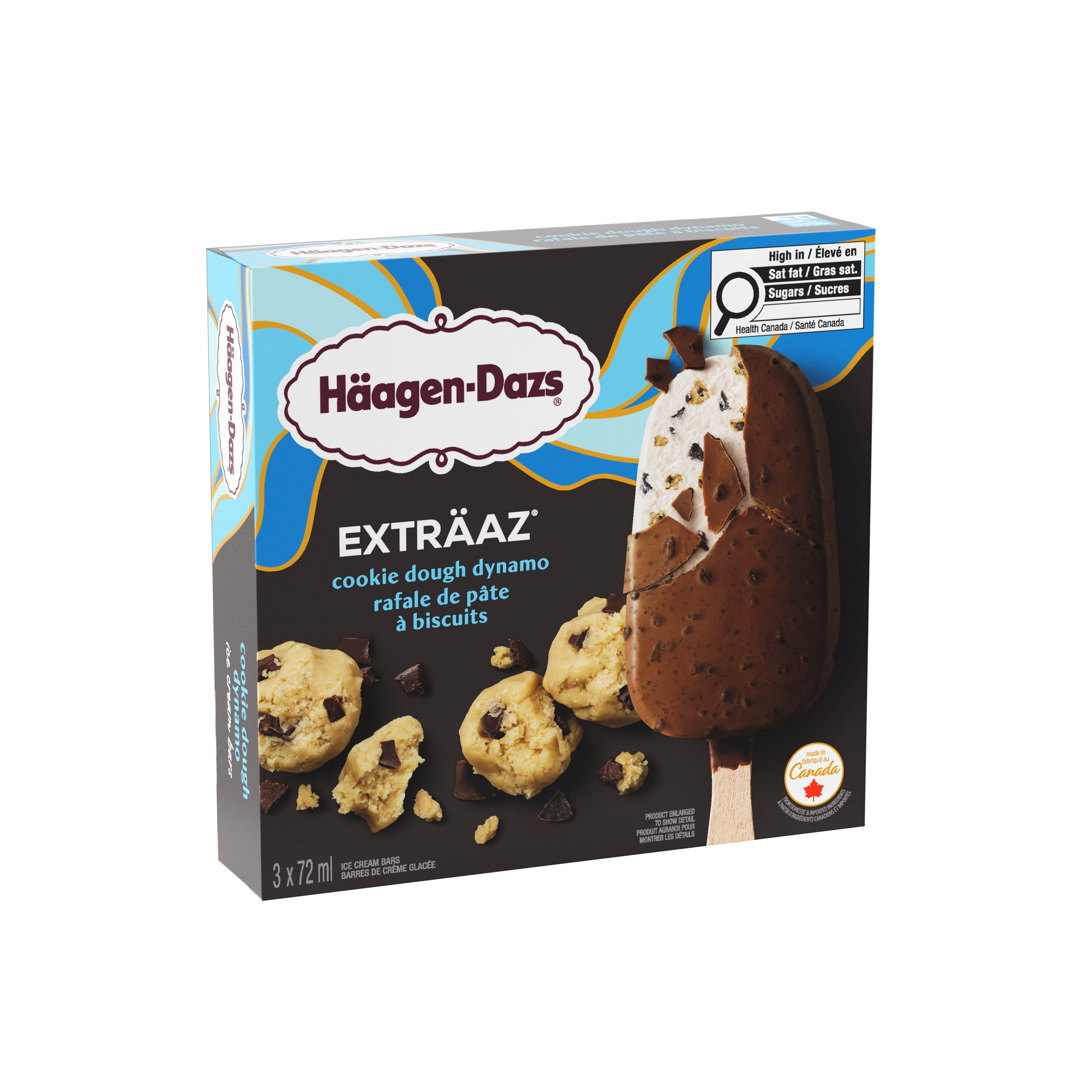 EXTRÄAZ Cookie Dough Dynamo Ice Cream Bars, Cookie Dough Ice Cream With Chunks Of Cookie Dough & Fudge Chips In A Milk Chocolatey & Chocolatey Cookie Pieces Coating, 216 mL