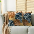 thumbnail image 2 of Blue Orange Yellow Pillow Covers 18X18 Inch Set of 2, Fall Colored Modern Geometry Dahlia Floral Print Decorative Throw Pillow Covers Outdoor Farmhouse Cushion Case for Couch Sofa Bed Decor, 2 of 5