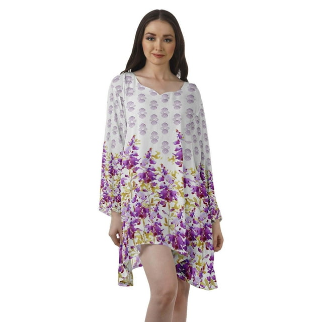 Moomaya Robe de Cocktail Imprimée à Manches Longues Tenues de Noël Robe Courte pour les Fêtes