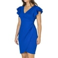 thumbnail image 6 of 24seven Comfort Apparel Womens V Neck Ruffle Sleeve Knee Length Dress-R0066303-MAGE-M, 6 of 8