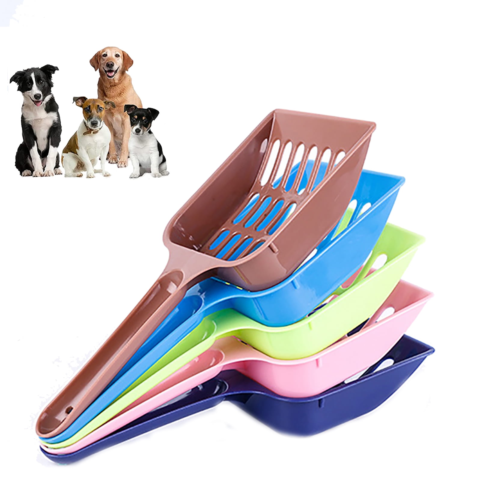 Walbest Plastic Litter Scoop for Dogs Cats, Durable Deep Shovel and Long Handle for Sifting