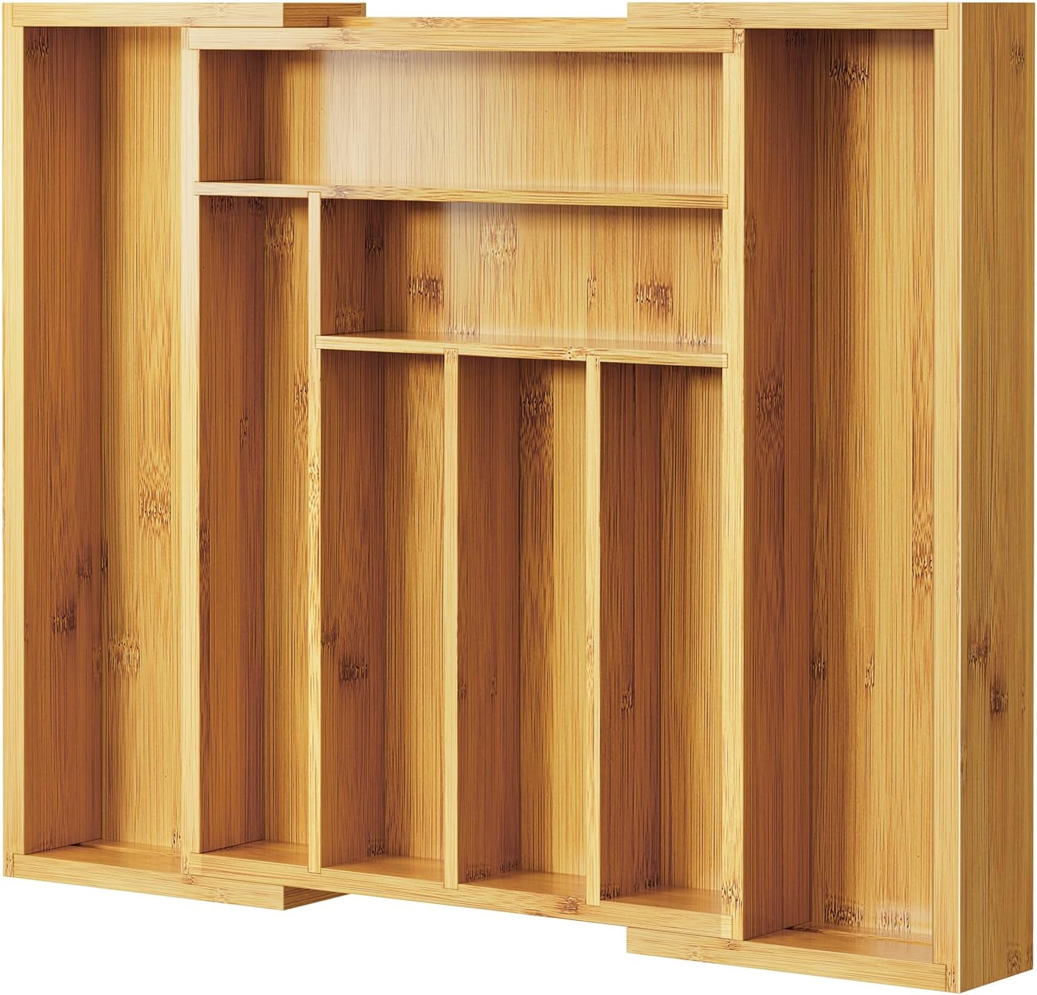 Bamboo Expandable Silverware Drawer Organizer Adjustable Utensil Tray Wood Cutlery Holder for Kitchen Storage and Home Organization