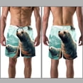 thumbnail image 3 of luoweisi Men's Beach Shorts Quick Dry Swim Trunks with Mesh Lining Sea Lion L, 3 of 5