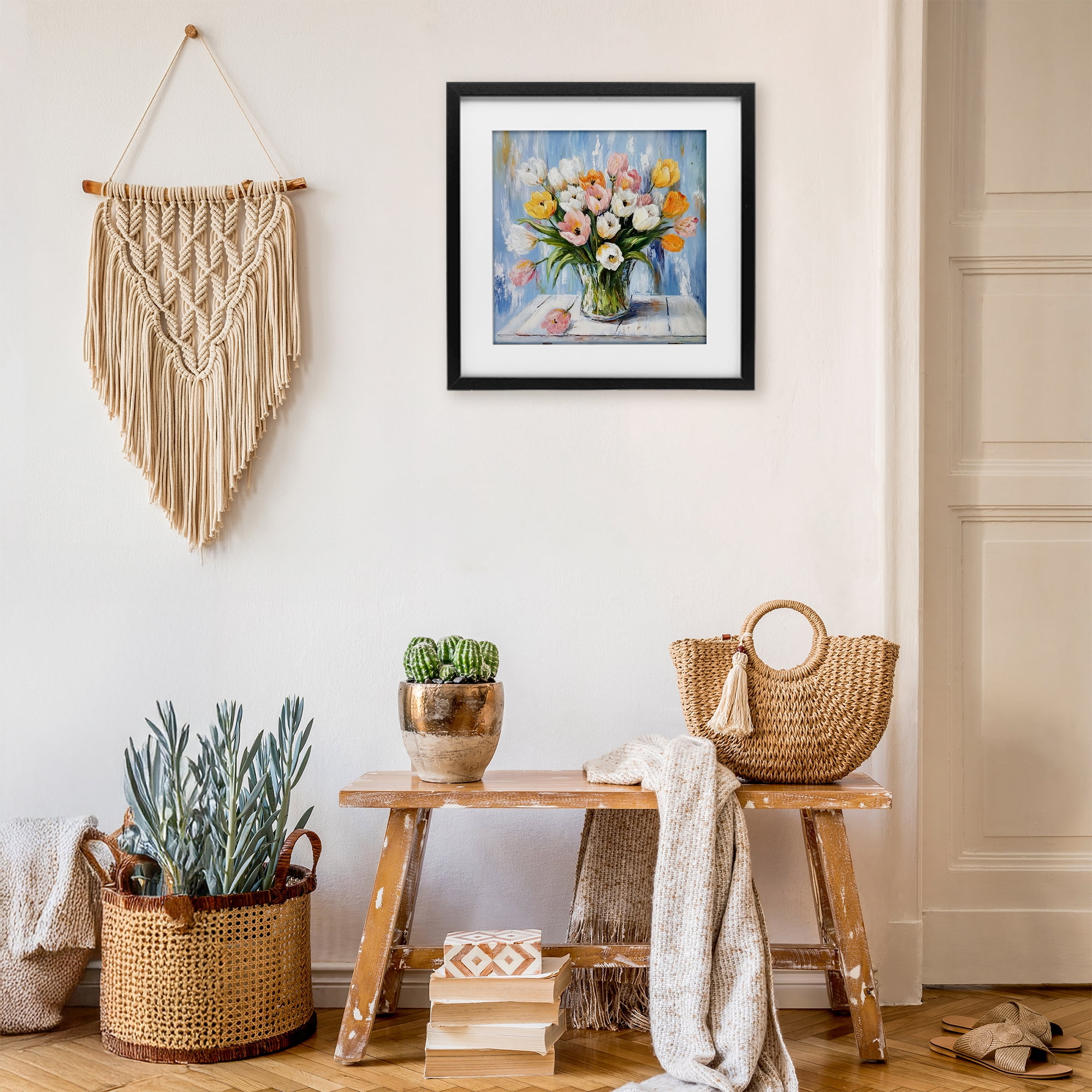 Stupell Industries Her Cottage Garden Tulips Black Framed Print Under Glass, design by Tina LeCour