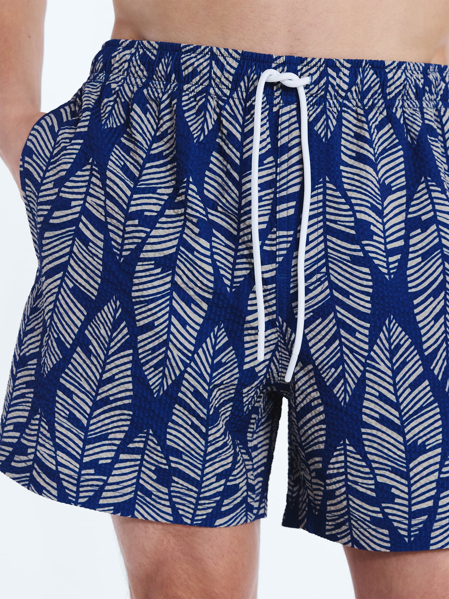 Free Assembly Men's Swim Stretch Seersucker Board Shorts, 5" Inseam, Sizes S-3XL