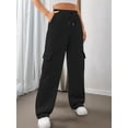 thumbnail image 5 of Womens Cargo Sweatpants Baggy Fleece High Waisted Joggers Sweat Pants Athletic Pants Black S, 5 of 8
