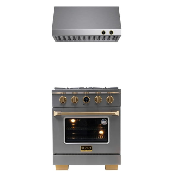 30 in. 4.2 cu. ft.  Dual Fuel Range for Propane Gas   Wall Mount Range Hood