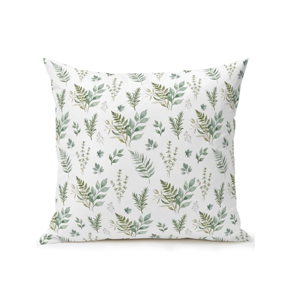Outdoor Pillows Waterproof, Green Botanical Bedding Throw Pillows with Insert for Couch Sofa Bed, Farmhouse Summer Floral Leaves 18x18 Inch Pillowcases Decorative Camping Patio Pillow Set of 1