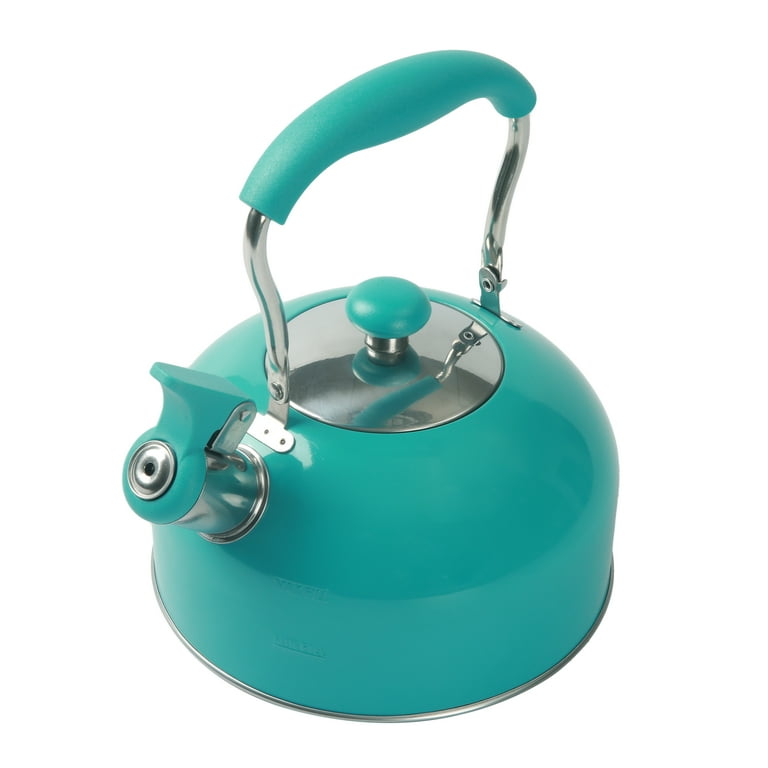 Mainstays Teal 1.8 Liter Stainless Steel Whistling Tea Kettle 