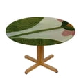thumbnail image 3 of WYYP Flower Leaf Round Table Cloth 100% Polyester Fiber with Elastic Edge White, 3 of 8