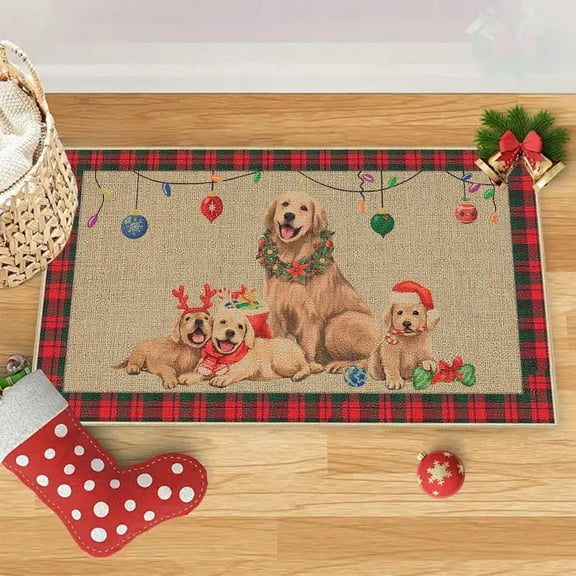 Christmas Anti-Slip Floor Mat - Thickened Water-Absorbent Bath Mat, Dirt-Proof Entrance/Doorway Mat, Festive Holiday Decor Mat, Easy to Clean, Non-Slip Bottom, Quick-Drying, Washable,A,23.62*15.75in