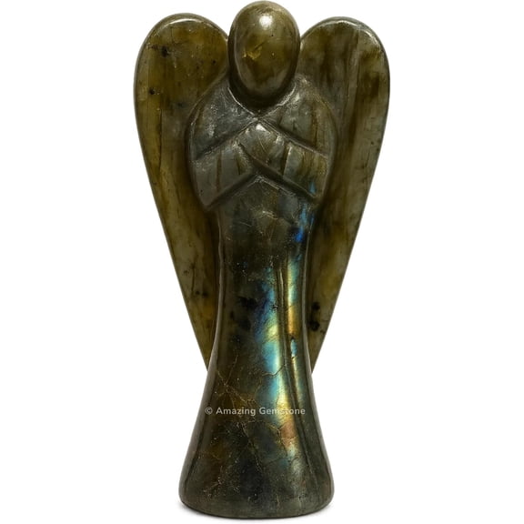 Labradorite Guardian Angel, Carved Angel Figurine - 1.5 inch