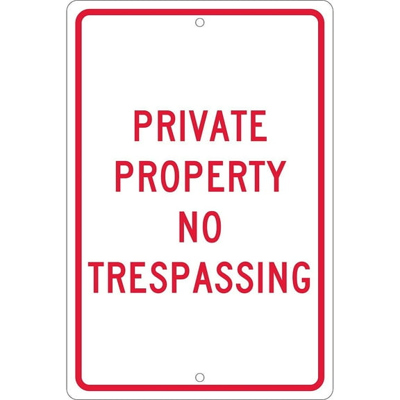 National Marker Traffic Warning Signs; Private Property No Trespassing 18X12 .063 Aluminum TM59H