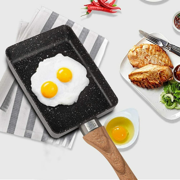 Nonstick omelette pan, aluminum portable square griddle poached egg small  kitchen stove 