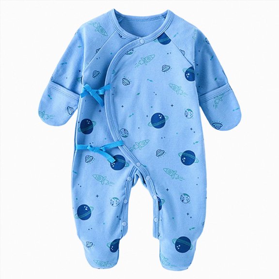 Wonitaaizi Unisex Footless Newborn Baby Sleepers Pajamas Romper Boys Girls Long Sleeve(3-6 Months,Dark Blue)