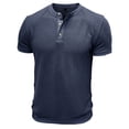 thumbnail image 5 of uikmnh Men's T Shirts European Solid Color Knitted Pineapple Jacquard Texture Men Casual Loose Comfortable Trendy Button Open Neck Short Sleeved T Shirt Size:L, 5 of 7