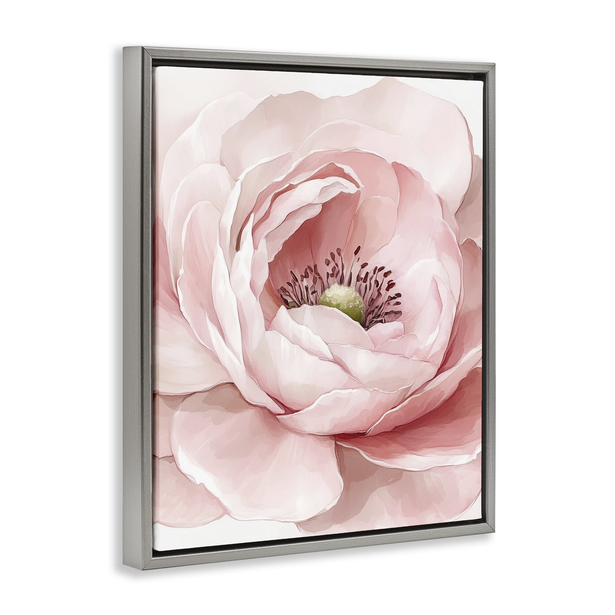 Fresh Rosy Close Up Petals Gray Framed Floater Canvas Wall Art, design by Christine Simpson Art