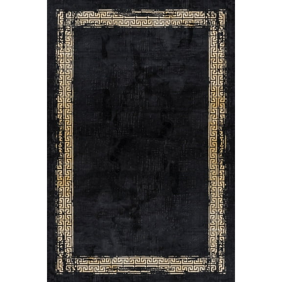 Black Geometric Area Rugs for Living Room Washable Rugs Boho Moroccan Area Rug Soft Neutral Geometric Bohemian Carpet Distressed Indoor Rug for Bedroom Dining Room Office Foldable Nonslip Rug