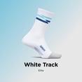 thumbnail image 2 of Feetures Elite Light Cushion Mini Crew Sock - Sport Sock with Targeted Compression - White Track , Small (1 Pair), 2 of 7