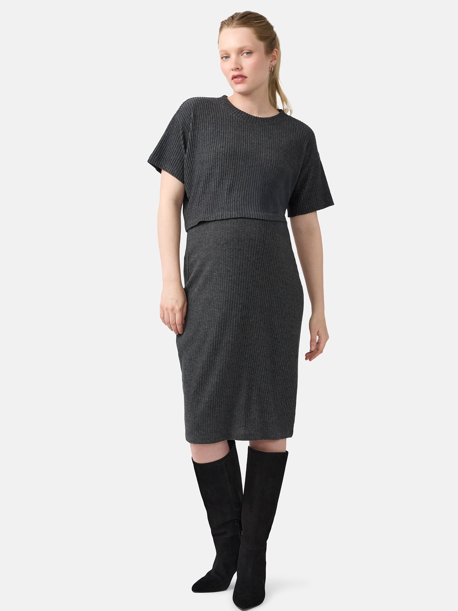 Ingrid & Isabel For Every Belly Women's Maternity Ribbed Top, Sizes S-XXL